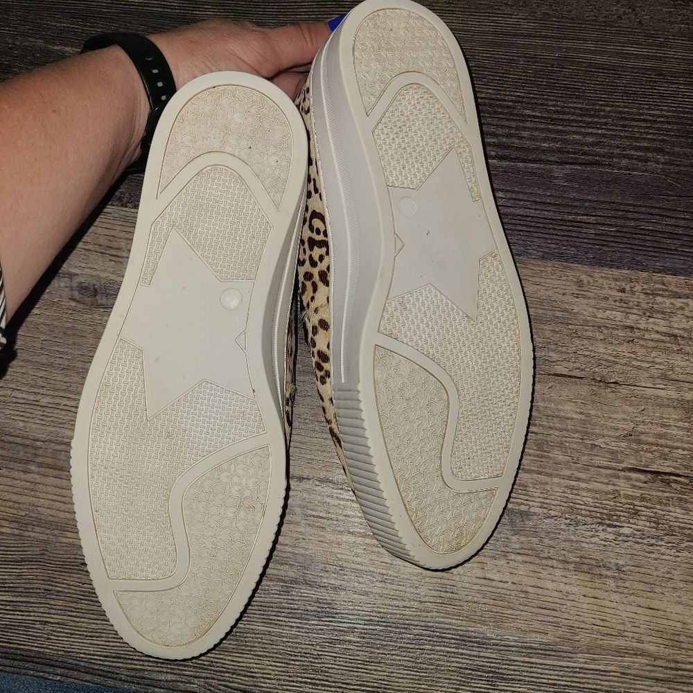 Halogen Leopard Print Calf Hair Platform Slip on Sneakers - Picture 7 of 14